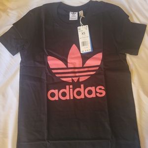 NEW Women's Adidas Original Trefoil Black Logo T-Shirt Size (X-Small)